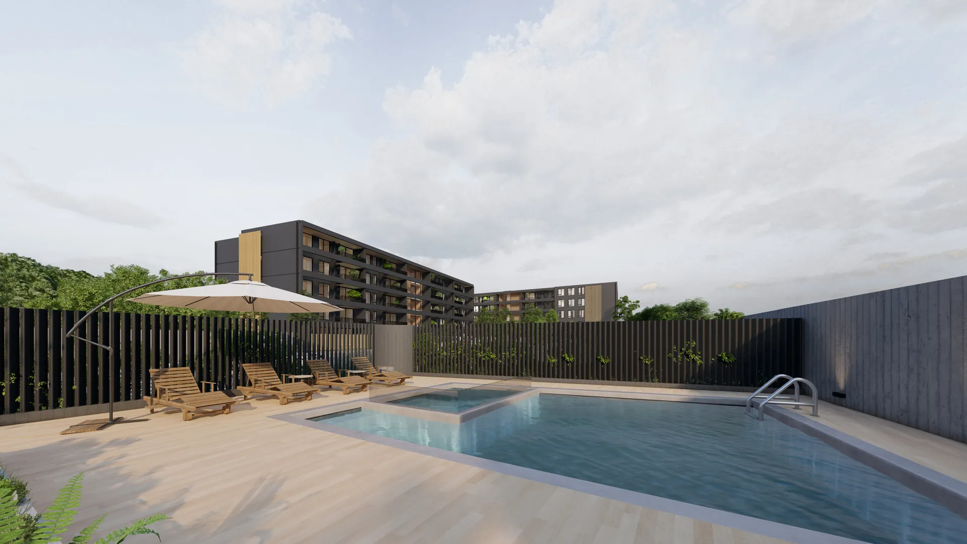 Fachada arquitectónica exterior — diseño moderno